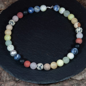 Alternative view of Regenbogen Edelsteinkette mit 925 Silber