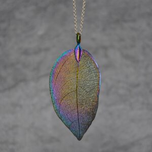 Anhänger echtes Bodhi Baum Blatt in Regenbogenfarben